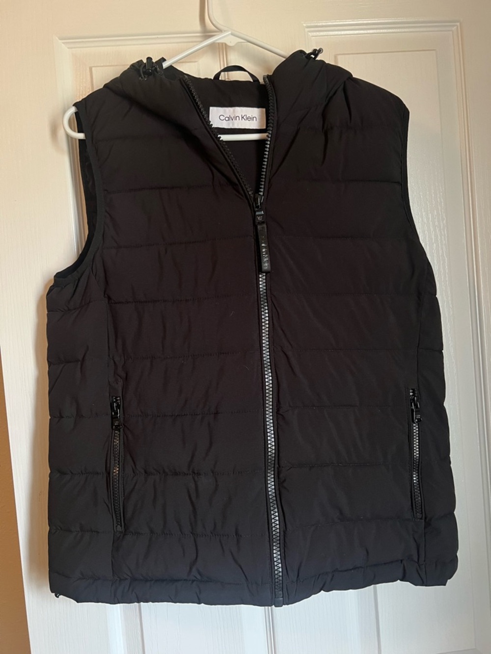 Calvin Klein Womens Black Quilted Hooded Puffer Vest
